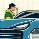 Meticulous car cleaning process icon with expert technician